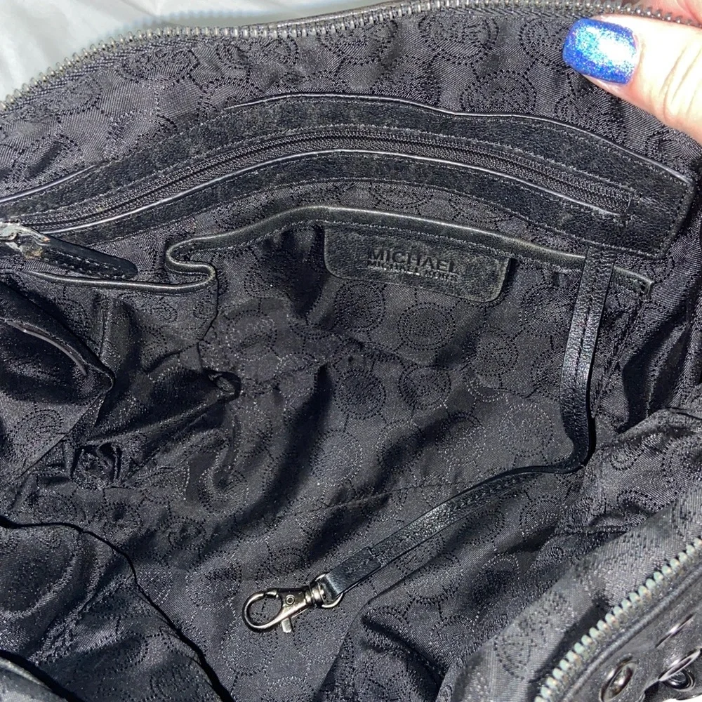 RARE Michael Kors black leather grommet Grayson_13
